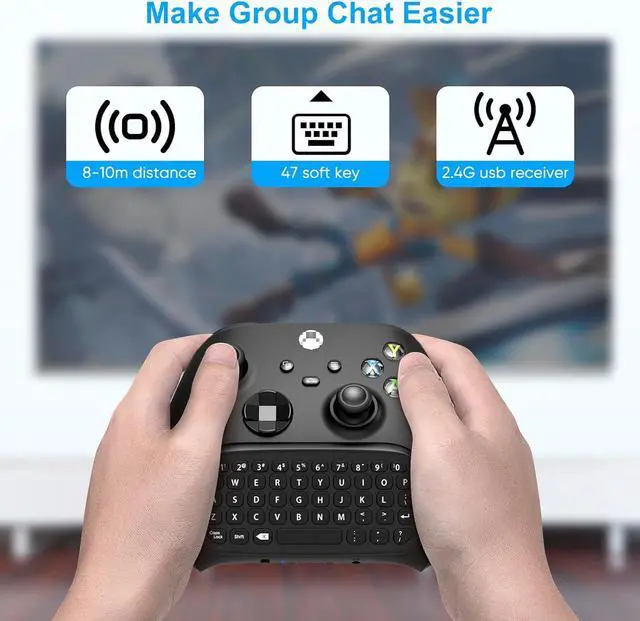 Alt view image 5 of 7 - Keyboard for Xbox Series X/S, One/One X/S, Elite One/2 Controller, Wireless Gaming Chatpad Message Keypad with USB Receiver, Audio/Headset Jack Accessories for Xbox (Controller Not Included), Black