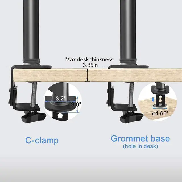 Alt view image 5 of 7 - Suptek Single LED LCD Monitor Desk Mount Heavy Duty Fully Adjustable Monitor Stand for 1 / One Screen up to 27 inch