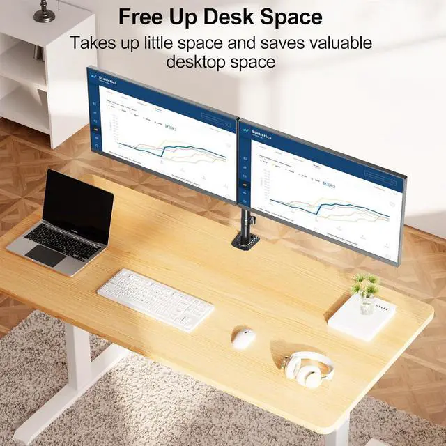 Alt view image 2 of 7 - MOUNT PRO Dual Monitor Mount Fits 13-32 Inch/17.6lbs LCD Screen, Computer Monitor Desk Mount, Articulating Monitor Arm, Height Adjustable Display Stand for 2 Monitors, VESA Mount 75x75/100x100mm