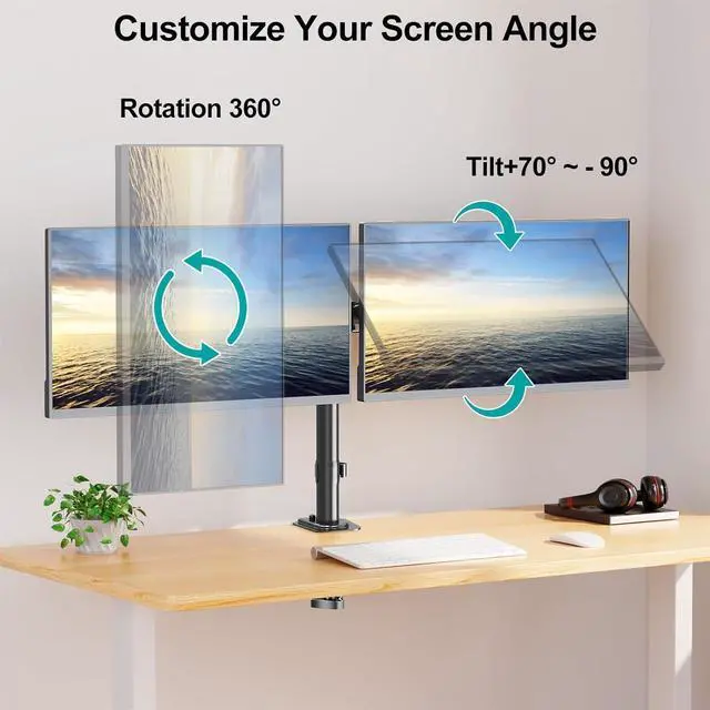 Alt view image 4 of 7 - MOUNT PRO Dual Monitor Mount Fits 13-32 Inch/17.6lbs LCD Screen, Computer Monitor Desk Mount, Articulating Monitor Arm, Height Adjustable Display Stand for 2 Monitors, VESA Mount 75x75/100x100mm