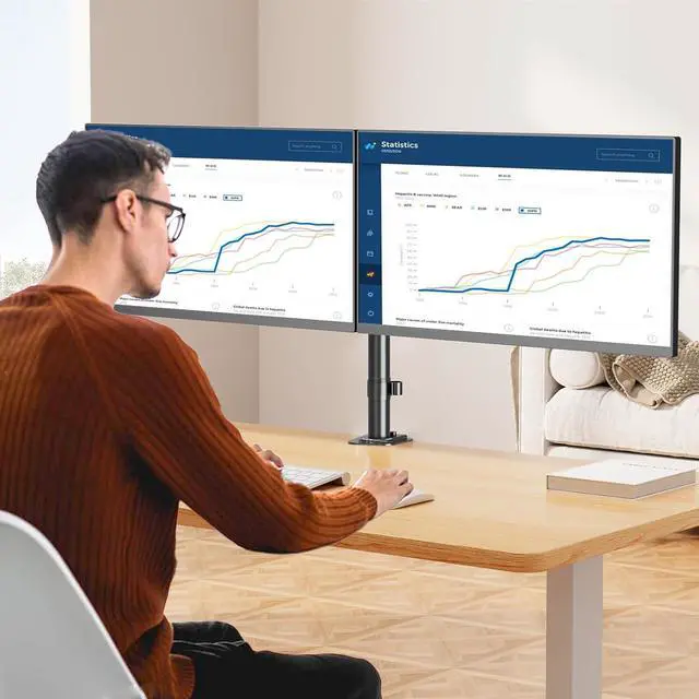 Alt view image 3 of 7 - MOUNT PRO Dual Monitor Mount Fits 13-32 Inch/17.6lbs LCD Screen, Computer Monitor Desk Mount, Articulating Monitor Arm, Height Adjustable Display Stand for 2 Monitors, VESA Mount 75x75/100x100mm