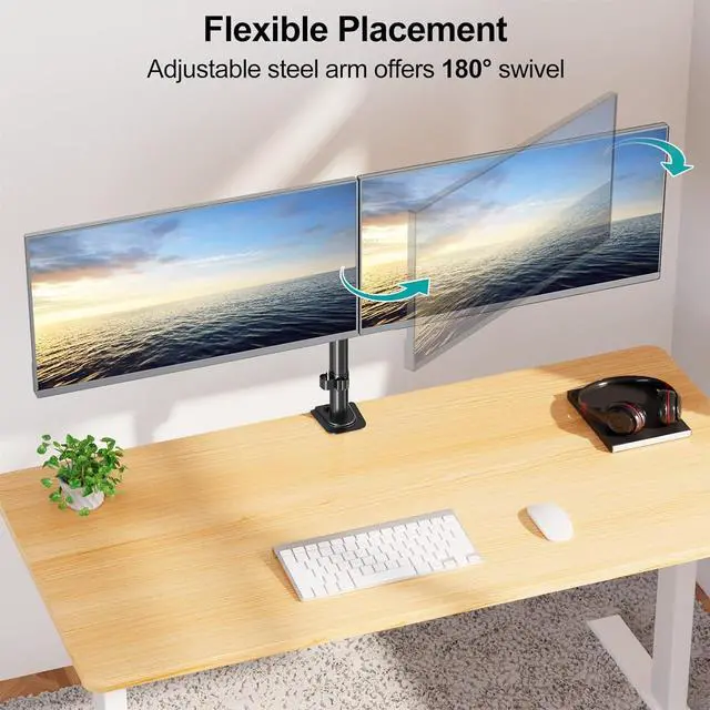 Alt view image 5 of 7 - MOUNT PRO Dual Monitor Mount Fits 13-32 Inch/17.6lbs LCD Screen, Computer Monitor Desk Mount, Articulating Monitor Arm, Height Adjustable Display Stand for 2 Monitors, VESA Mount 75x75/100x100mm