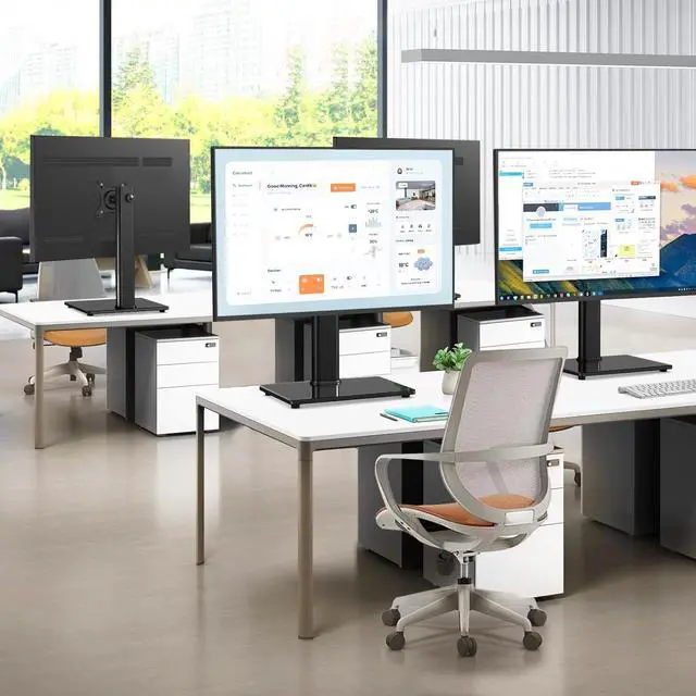 Alt view image 4 of 7 - Single Monitor Stand VESA Mount for 13-32 Inch Screens, Free-Standing Monitor Riser with Swivel Tilt Rotation Height Adjustable, Universal Desk Stand up to 44lbs, VESA 75x75, 100x100mm