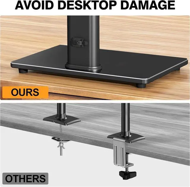 Alt view image 5 of 7 - Single Monitor Stand VESA Mount for 13-32 Inch Screens, Free-Standing Monitor Riser with Swivel Tilt Rotation Height Adjustable, Universal Desk Stand up to 44lbs, VESA 75x75, 100x100mm