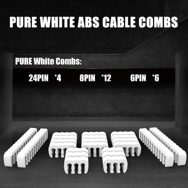 Alt view image 3 of 5 - PSU Cable Extension Kit 30CM Length with Cable Combs 1x24Pin/1x8Pin(4+4) EPS/2x8Pin(6P+2P) PCI-E/PC Sleeved Cable for ATX Power Supply(White)