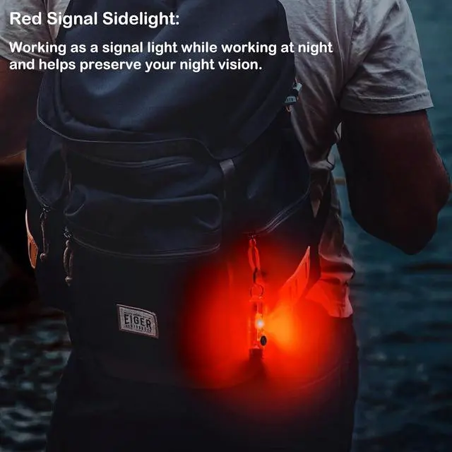 Alt view image 6 of 7 - A8 4th Gen Rechargeable EDC Flashlight USB C, 650 Lumens Bright Small Keychain Flashlights High Lumens Mini Flashlight, 365nmU/Red/White Sidelight, Magnetic Clip and Tail Base