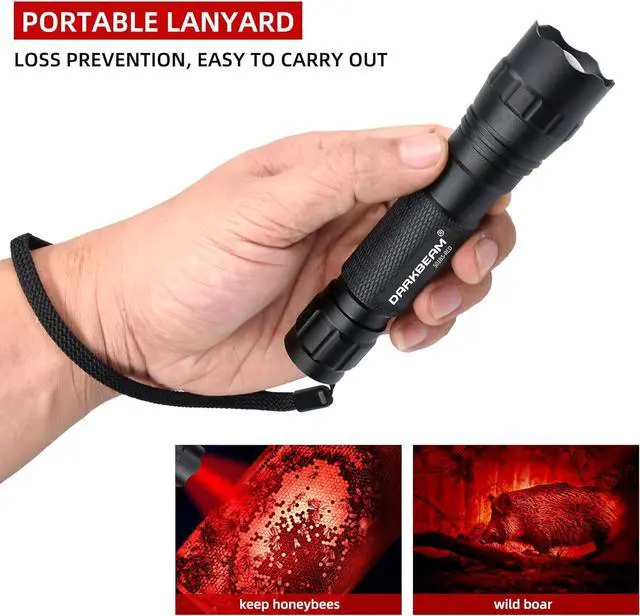 Alt view image 6 of 7 - DARKBEAM Red Light Flashlight Tactical LED Rechargeable, Zoomable Portable Handheld Red-Light for Fishing Hunting Detector Astrophotography