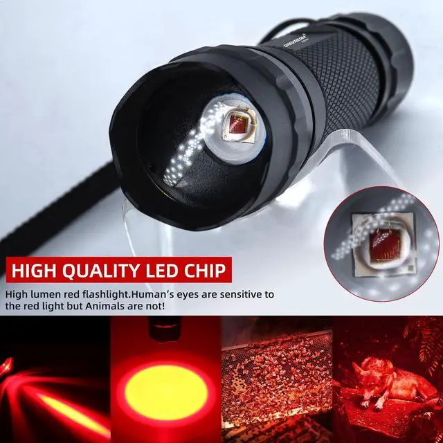 Alt view image 2 of 7 - DARKBEAM Red Light Flashlight Tactical LED Rechargeable, Zoomable Portable Handheld Red-Light for Fishing Hunting Detector Astrophotography