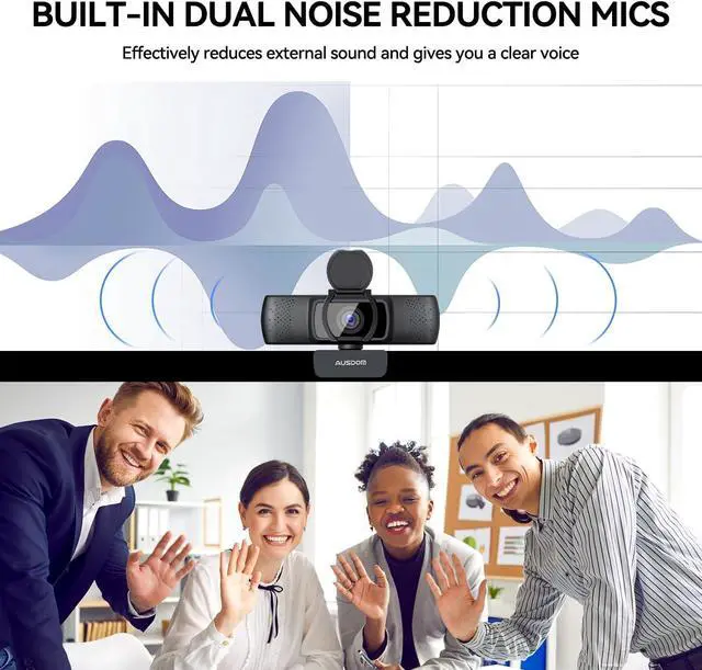 Alt view image 3 of 7 - AUSDOM AF640 1080P Webcam with Microphone, 90°FOV USB PC Camera Webcam with Privacy Cover, Plug and Play Computer Camera for Online Calling/Conferencing, Zoom/Skype/YouTube, Laptop/PC