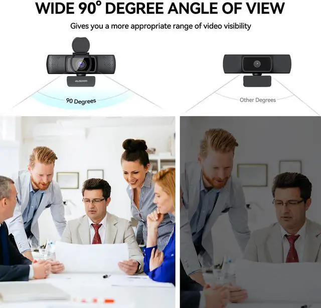 Alt view image 5 of 7 - AUSDOM AF640 1080P Webcam with Microphone, 90°FOV USB PC Camera Webcam with Privacy Cover, Plug and Play Computer Camera for Online Calling/Conferencing, Zoom/Skype/YouTube, Laptop/PC