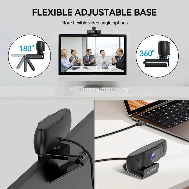 Alt view image 6 of 7 - AUSDOM AF640 1080P Webcam with Microphone, 90°FOV USB PC Camera Webcam with Privacy Cover, Plug and Play Computer Camera for Online Calling/Conferencing, Zoom/Skype/YouTube, Laptop/PC