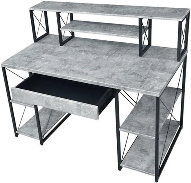 Alt view image 5 of 7 - Acme Furniture Amiel Modern Wood Computer Desk with Storage Drawer and Open Shelves - Versatile and Spacious
