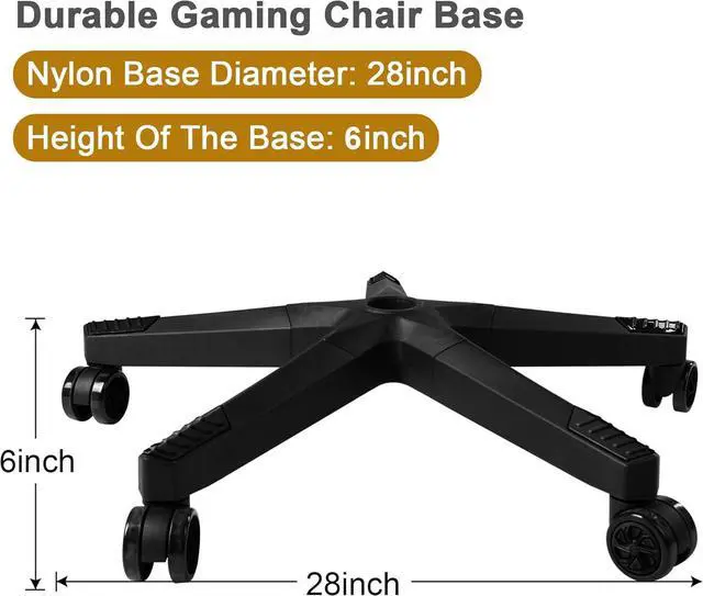 Alt view image 3 of 7 - Frassie 28 Inch Heavy Duty Nylon Gaming Office Chair Base Replacement Part with 5 Casters
