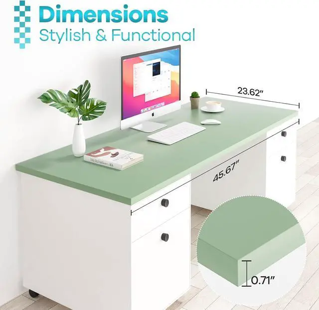 Alt view image 4 of 6 - Kaboon Universal Table Top 45.67"x23.62", Solid One-Piece Desktop, Reversible Melamine Countertop, Double Desks, L-Desk DIY, Pastel Green