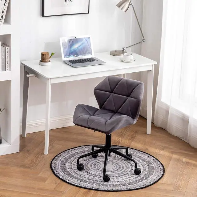 Alt view image 3 of 7 - Roundhill Furniture Eldon Diamond Tufted Adjustable Swivel Office Chair, Gray