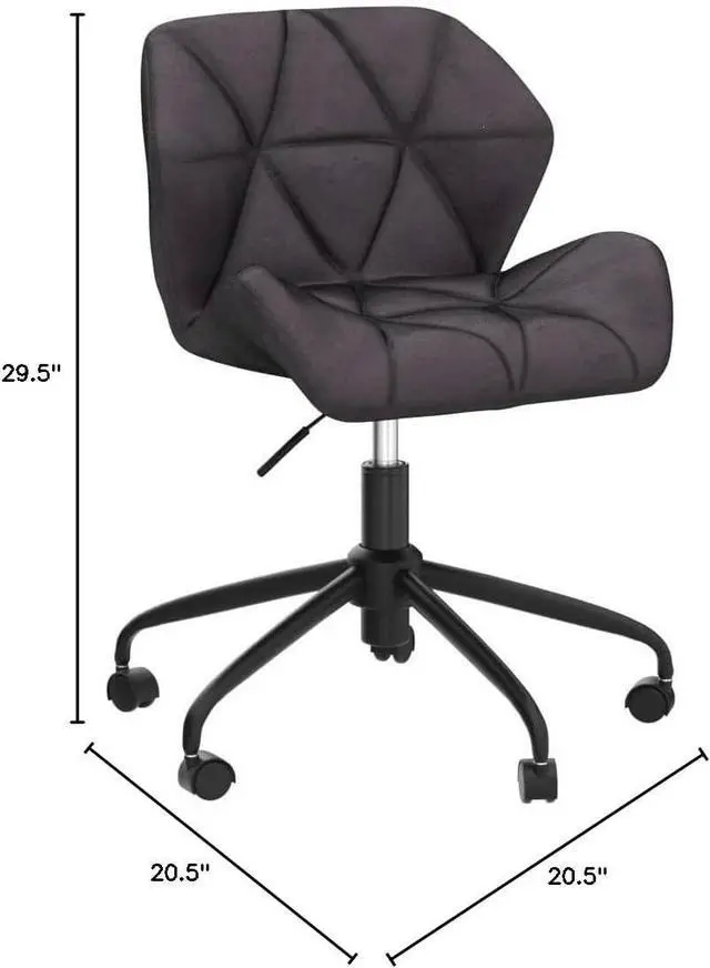 Alt view image 2 of 7 - Roundhill Furniture Eldon Diamond Tufted Adjustable Swivel Office Chair, Gray