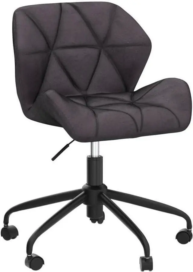 Alt view image 5 of 7 - Roundhill Furniture Eldon Diamond Tufted Adjustable Swivel Office Chair, Gray