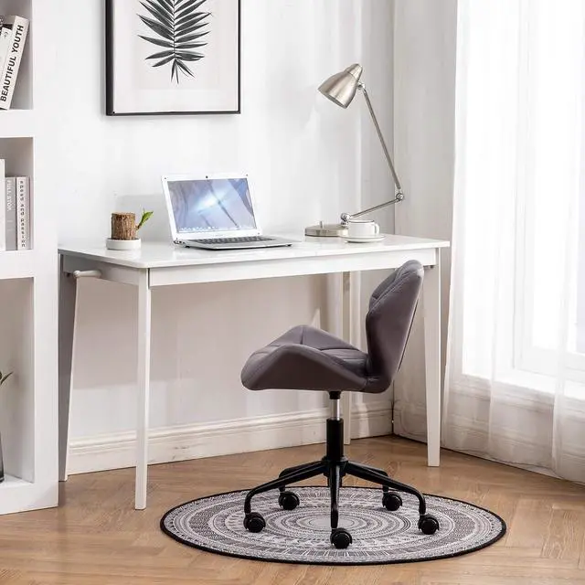 Alt view image 6 of 7 - Roundhill Furniture Eldon Diamond Tufted Adjustable Swivel Office Chair, Gray