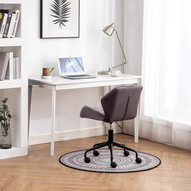 Alt view image 7 of 7 - Roundhill Furniture Eldon Diamond Tufted Adjustable Swivel Office Chair, Gray