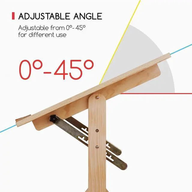 Alt view image 4 of 6 - MEEDEN Wood Drafting Table & Stool Set,Artist Stool and Craft Table with Adjustable Height,Tiltable Tabletop for Artwork, Graphic Design, Reading, Writing