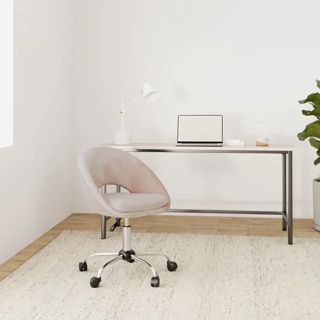Alt view image 2 of 7 - OSP Home Furnishings Milo Modern Chic Height Adjustable Padded Home Office Chair, Blush Pink Micro-Fiber Velvet
