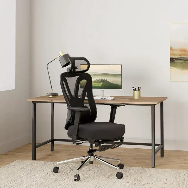 Alt view image 2 of 7 - Hbada P5 Ergonomic Office Chair, Desk Chair with Adjustable Lumbar Support and Height, Comfortable Mesh Computer Chair with Footrest 2D Headrest, Swivel Tilt Function Black
