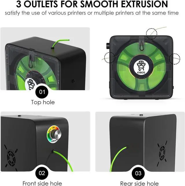 Alt view image 7 of 7 - EIBOS Official 3D Printer Filament Dryer Easdry Box with Fan, Adjustable Temperature, Humidity Control & Spool Holder, Compatible with 1.75mm 2.85mm 3.00mm Nylon, PLA, ABS
