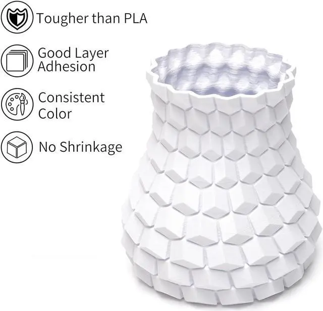 Alt view image 3 of 7 - INLAND Micro Center PLA+ 3D Printing Filament 1.75mm - PLA Pro Dimensional Accuracy +/- 0.03 mm - 1kg Cardboard Spool (2.2 lbs) (2 Pack Black & White, 1.75mm)