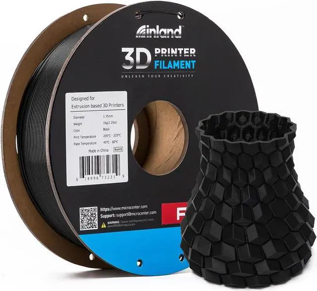 Alt view image 5 of 7 - INLAND Micro Center PLA+ 3D Printing Filament 1.75mm - PLA Pro Dimensional Accuracy +/- 0.03 mm - 1kg Cardboard Spool (2.2 lbs) (2 Pack Black & White, 1.75mm)