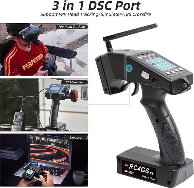 Alt view image 6 of 7 - Radiolink RC4GS V3 5 Channels RC Transmitter and Receiver, 2.4GHz Surface Remote Controller R6FG Gyro RX Combo, 30 Models Storage for RC Crawler, Drifting, Bash, Buggy Cars and Boats
