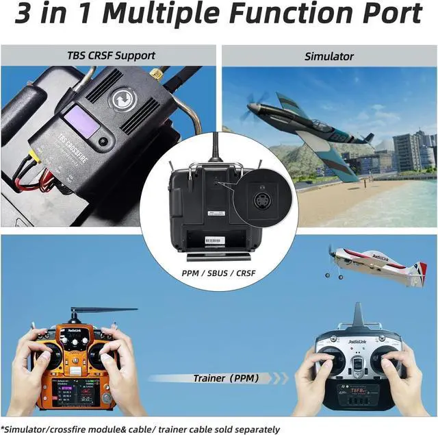 Alt view image 4 of 7 - Radiolink AT10II 12 Channels RC Transmitter and Receiver R12DS 2.4GHz Radio Remote, Voltage Telemetry for RC Airplane, FPV Racing Drone, Quad, Helicopter, Car and Boat (Mode 2 Left-Hand Throttle)