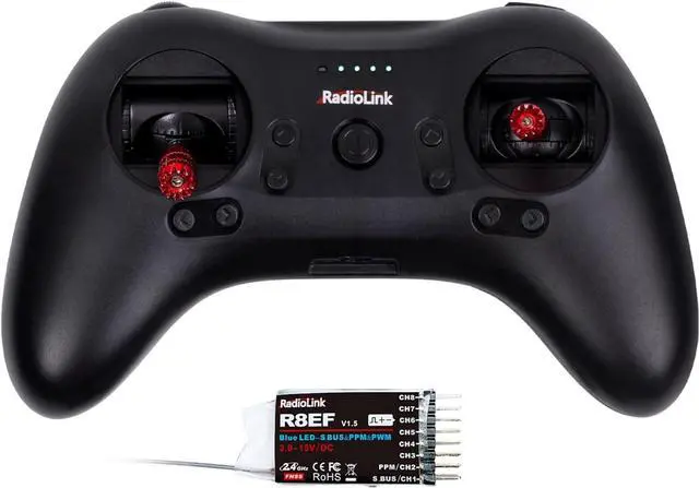 Main image of Radiolink T8S 8 Channels 2.4G RC Transmitter and Receiver 8CH R8EF RX, Radio Remote Controller, Built-in Rechargeable 1S Battery for Quad Drone/Airplane/Car/Boat/Robot and More (Mode 2 Left Throttle)