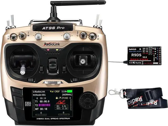 Main image of Radiolink AT9S Pro 10/12 Channels 2.4GHz RC Transmitter and Receiver R9DS Radio Remote Long Range Control for FPV Racing Drone/Quad/Airplane and More (Mode 2 Left Hand)