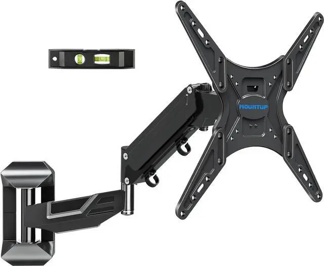 Main image of Height Adjustable TV Wall Mount for 26-55 Inch TVs Gas Spring Full Motion Articulating TV Bracket with Smooth Swivel Tilt & Safe Corner Installation 400x400mm VESA 11-66 lbs Textured Black