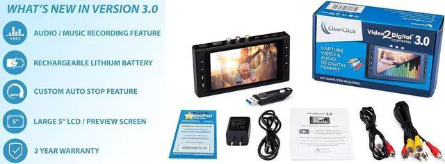 Alt view image 6 of 6 - Video to Digital Converter 3.0 (Third Generation) - Record Video & Audio from VCR's, VHS, AV, RCA, Hi8, Camcorder, DVD, Turntables, Cassette Tapes (Bundle) [Requires Working VCR/Camcorder]