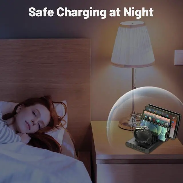 Alt view image 7 of 7 - Multi USB Charging Station Unitek 96W 10 Ports Fast Charging Dock with 2 QC 3.0 & 2 PD 18W Charger Station Organizer for Multiple Devices Designed for iPad, iPhone, Tablet, iwatch, Laptop