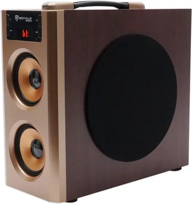 Alt view image 2 of 7 - Rockville RHB70 Home Theater Compact Powered Speaker System, Bluetooth/USB/SD/FM, 4" Subwoofer, 2.1 Channel, 100W Peak, Cherry Wood Finish, for Home Entertainment