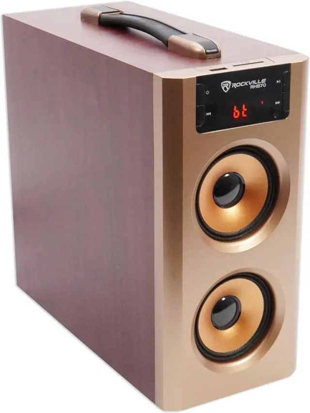 Alt view image 3 of 7 - Rockville RHB70 Home Theater Compact Powered Speaker System, Bluetooth/USB/SD/FM, 4" Subwoofer, 2.1 Channel, 100W Peak, Cherry Wood Finish, for Home Entertainment