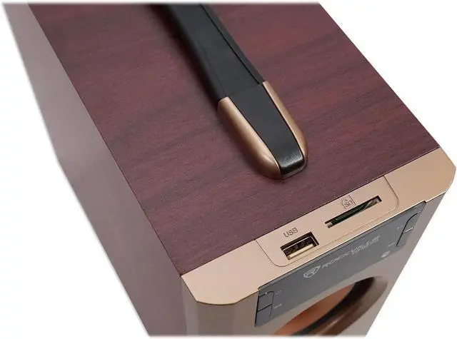 Alt view image 6 of 7 - Rockville RHB70 Home Theater Compact Powered Speaker System, Bluetooth/USB/SD/FM, 4" Subwoofer, 2.1 Channel, 100W Peak, Cherry Wood Finish, for Home Entertainment