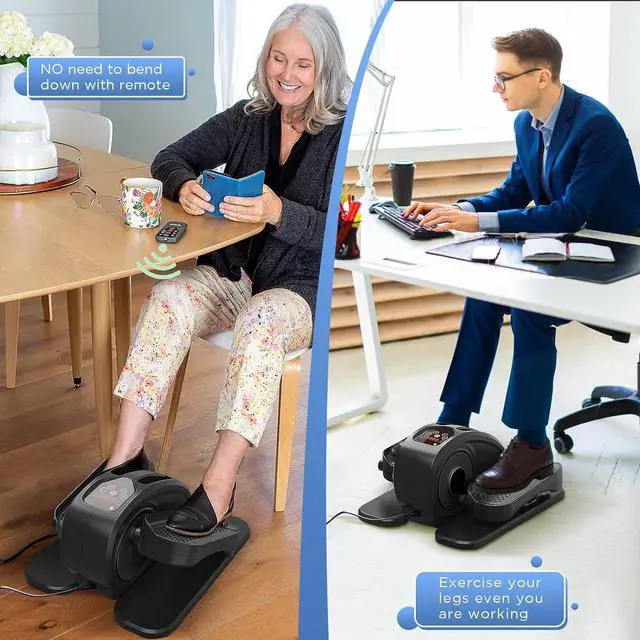 Alt view image 3 of 7 - Under Desk Elliptical Machine, Mini Ellipse Leg Exerciser Electric Seated Pedal Fully Assembled Quiet Compact for Seniors Portable Stepper with Remote Control for Home