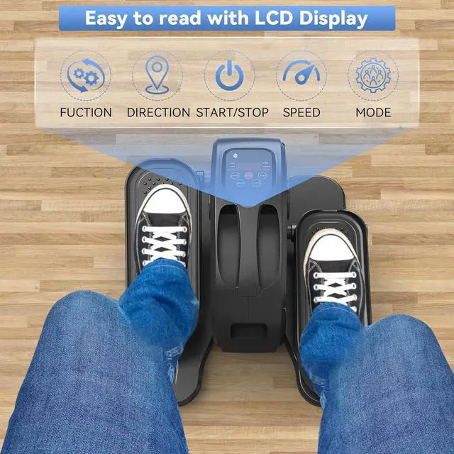 Alt view image 4 of 7 - Under Desk Elliptical Machine, Mini Ellipse Leg Exerciser Electric Seated Pedal Fully Assembled Quiet Compact for Seniors Portable Stepper with Remote Control for Home