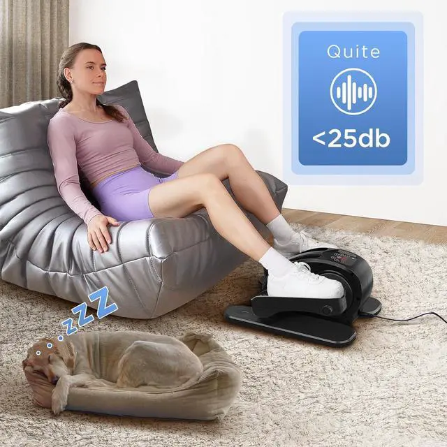Alt view image 5 of 7 - Under Desk Elliptical Machine, Mini Ellipse Leg Exerciser Electric Seated Pedal Fully Assembled Quiet Compact for Seniors Portable Stepper with Remote Control for Home