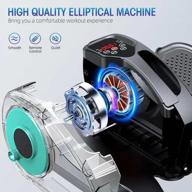 Alt view image 2 of 7 - Under Desk Elliptical, Electric Foot Pedal Exerciser, Fully Assembled Seated Elliptical, Compact Portable Elliptical Machine Trainer with Remote Control, Mini Elliptical Leg Exerciser for Home
