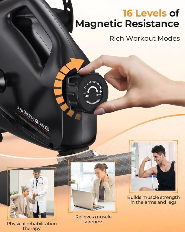 Alt view image 3 of 7 - YOSUDA Under Desk Bike Pedal Exerciser - Magnetic Mini Exercise Bike for Arm/Leg Exercise, Desk Pedal Bike for Home/Office Workout