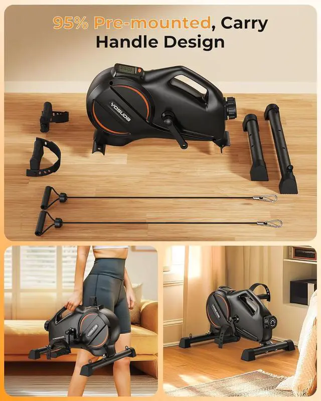 Alt view image 6 of 7 - YOSUDA Under Desk Bike Pedal Exerciser - Magnetic Mini Exercise Bike for Arm/Leg Exercise, Desk Pedal Bike for Home/Office Workout