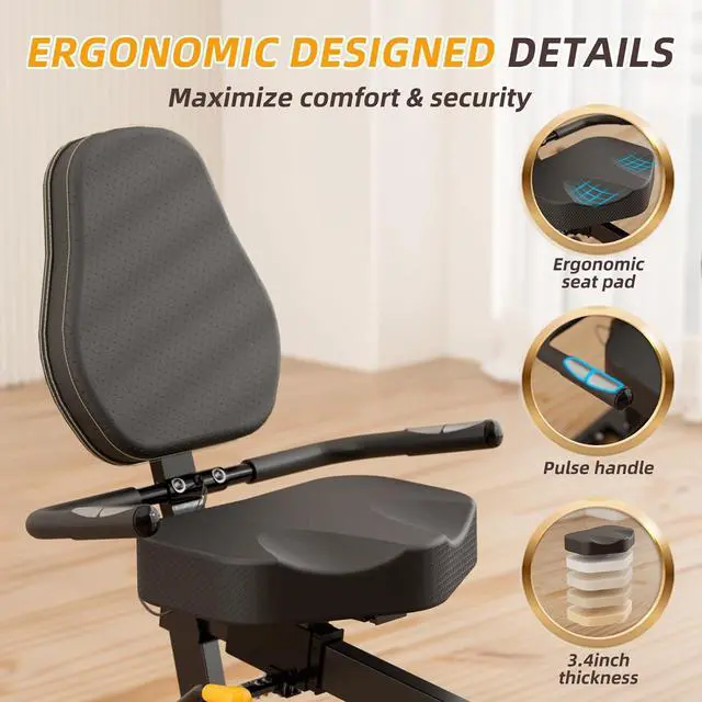 Alt view image 6 of 7 - VANSWE Recumbent Exercise Bike, Recumbent Stationary Bikes for Home 400 LBS Weight Capacity, Exercise Bike for Home Seniors with Smart App and Bluetooth Connectivity, LED Display, Pulse Handle