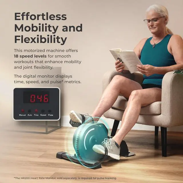 Alt view image 4 of 6 - Sunny Health & Fitness Dual Function Under Desk Pedal Exerciser, Portable Indoor Cardio Mini Bike at Home, Arm/Leg Cycle for Seniors, Optional Magnetic, Motorized & Free SunnyFit App Bluetooth Connect