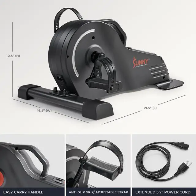 Alt view image 6 of 6 - Sunny Health & Fitness Dual Function Under Desk Pedal Exerciser, Portable Indoor Cardio Mini Bike at Home, Arm/Leg Cycle for Seniors, Optional Magnetic, Motorized & Free SunnyFit App Bluetooth Connect