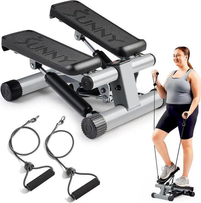 Main image of Sunny Health & Fitness Mini Stepper for Exercise at Home, Stair Step Workout Machine with Resistance Band and Over 300lb Weight Capacity, Optional Twist Motion and Free SunnyFit App Connection