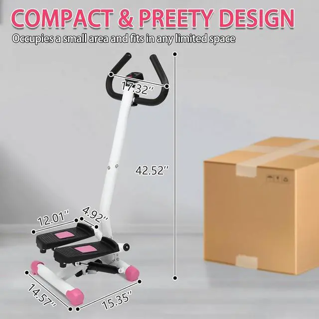 Alt view image 7 of 7 - Ktaxon Steppers for Exercise at Home, Stair Stepper Mini Stepper with Resistance Bands, Adjustable Height, Super Quiet, 330LBS Weight Capacity and LED Display for Home Workouts